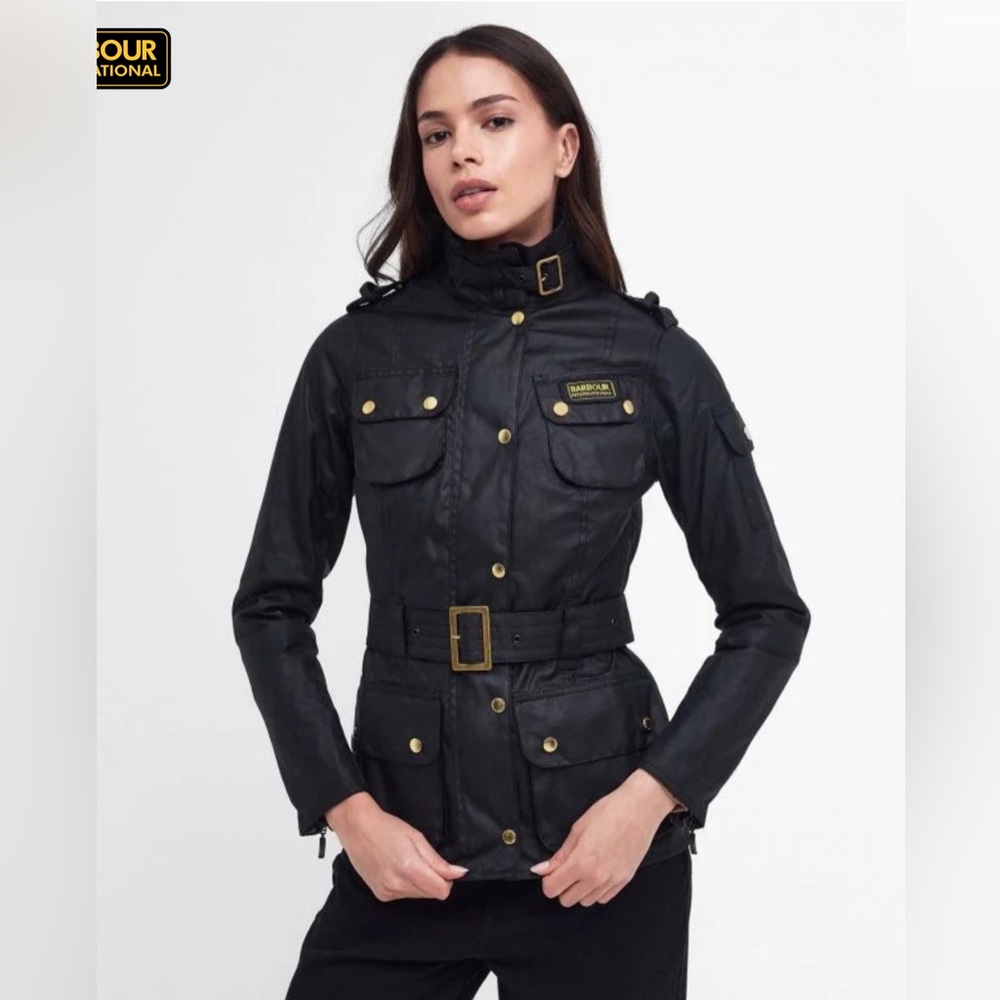 Barbour Ladies International Waxed Jacket UK14/US10 Black